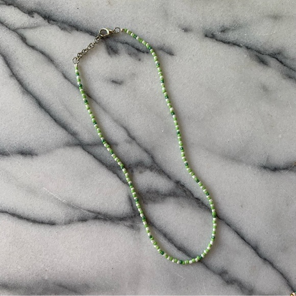 Beaded colorful Handmade necklace in green - Picture 3 of 6